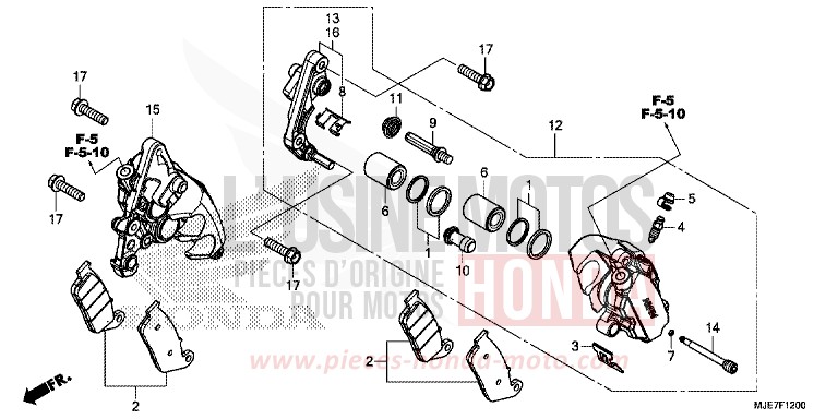 FRONT BRAKE CALIPER for CBR650F PEARL METALLOID WHITE (NHA96) from 2018