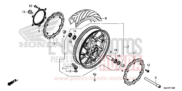 FRONT WHEEL for CBR650F PEARL METALLOID WHITE (NHA96) from 2018