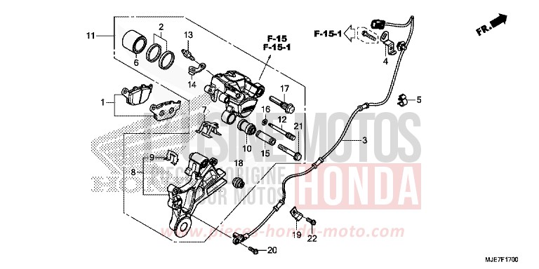 REAR BRAKE CALIPER for CBR650F PEARL METALLOID WHITE (NHA96) from 2018