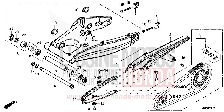 SWINGARM for CBR650F PEARL METALLOID WHITE (NHA96) from 2018