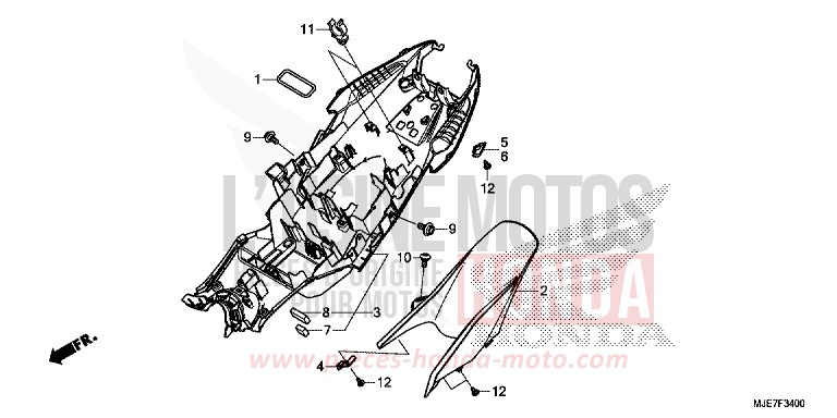 REAR FENDER for CBR650F PEARL METALLOID WHITE (NHA96) from 2018