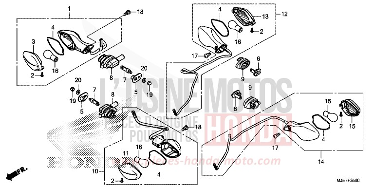 WINKER for CBR650F PEARL METALLOID WHITE (NHA96) from 2018
