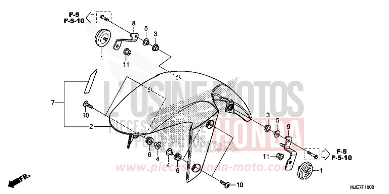 FRONT FENDER for CBR650F SWORD SILVER METALLIC (NHA95) from 2018