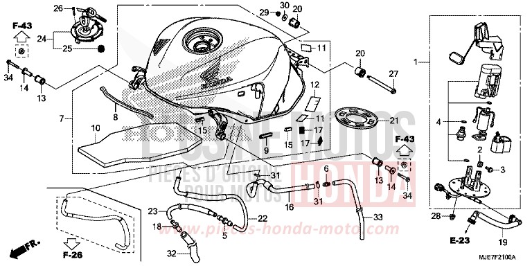 FUEL TANK for CBR650F SWORD SILVER METALLIC (NHA95) from 2018