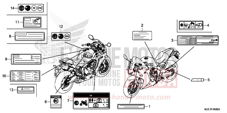 CAUTION LABEL for CBR650F SWORD SILVER METALLIC (NHA95) from 2018
