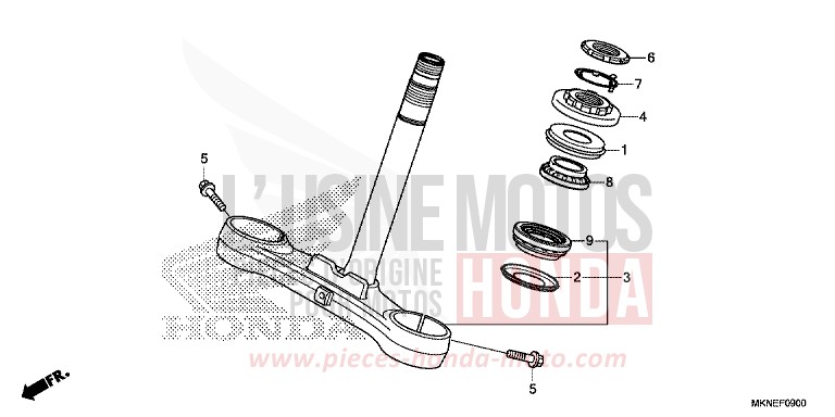 STEERING STEM for CBR650R GRAND PRIX RED (R380) from 2019