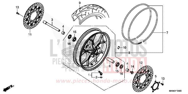 FRONT WHEEL for CBR650R GRAND PRIX RED (R380) from 2019