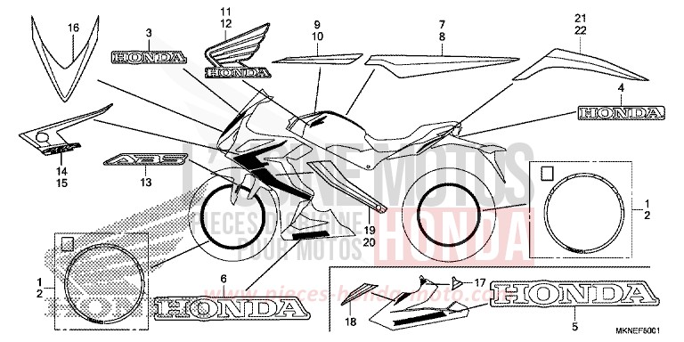 MARK (2) for CBR650R GRAND PRIX RED (R380) from 2019