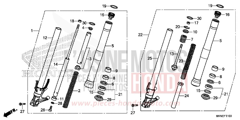 FRONT FORK for CBR650R GRAND PRIX RED (R380) from 2019