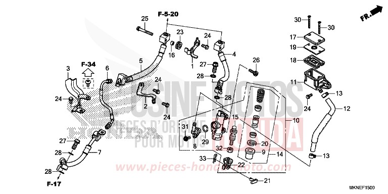 REAR BRAKE MASTER CYLINDER for CBR650R GRAND PRIX RED (R380) from 2019