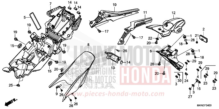 PARAFANGO POSTERIORE per CBR650R GRAND PRIX RED (R380) del 2019
