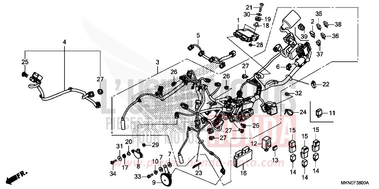 WIRE HARNESS for CBR650R GRAND PRIX RED (R380) from 2019