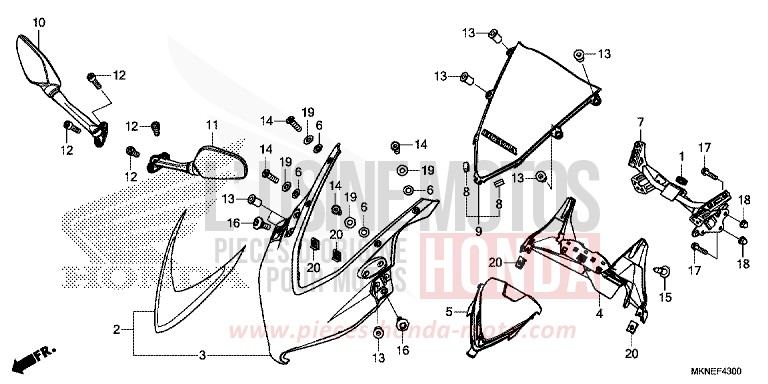 UPPER COWL for CBR650R GRAND PRIX RED (R380) from 2019