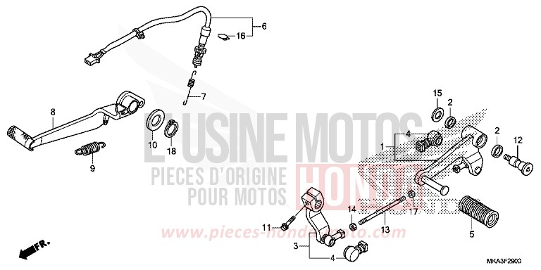 PEDAL for NC750X MAT PEARL GLARE WHITE (NHB54) from 2016