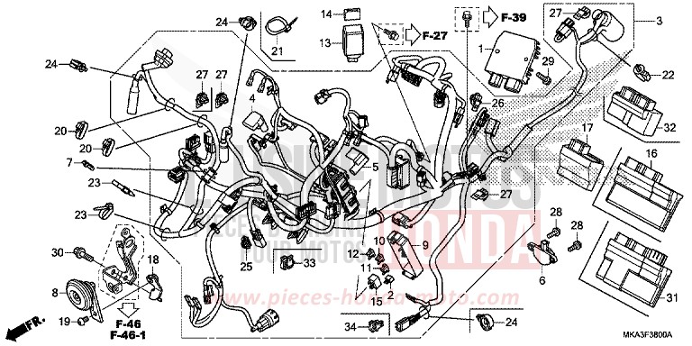 WIRE HARNESS for NC750X MAT PEARL GLARE WHITE (NHB54) from 2017