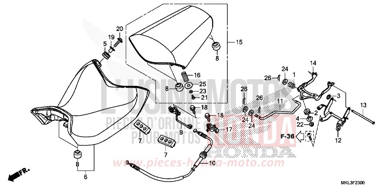 SEAT for NC750X CANDY CHROMOSPHERE RED (R381) from 2019