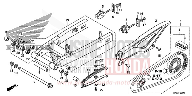 SWINGARM for NC750X CANDY CHROMOSPHERE RED (R381) from 2019