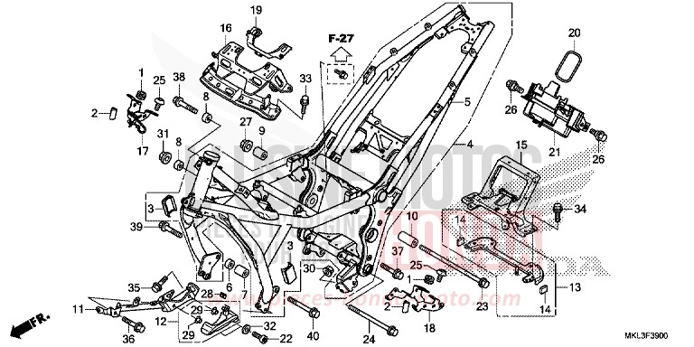 FRAME BODY for NC750X CANDY CHROMOSPHERE RED (R381) from 2019