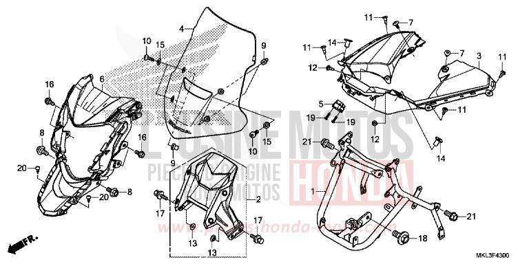 FRONT COWL for NC750X CANDY CHROMOSPHERE RED (R381) from 2019