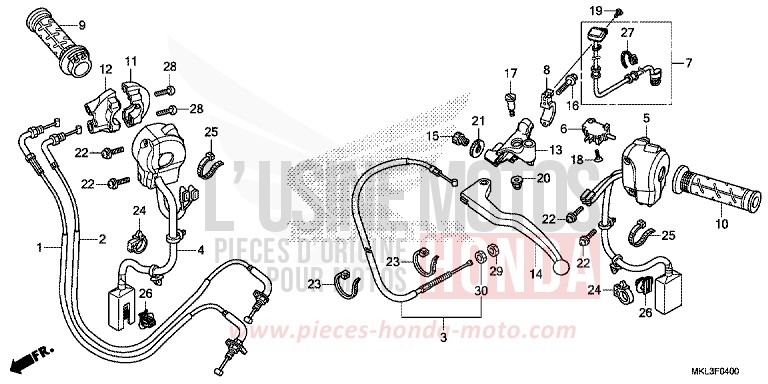 HANDLE LEVER/SWITCH/CABLE (NC750XA) for NC750X GLINT WAVE BLUE METALLIC (B197) from 2019
