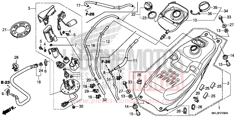 FUEL TANK/FUEL PUMP for NC750X MAT BALLISTIC BLACK METALLIC (NHA86) from 2019