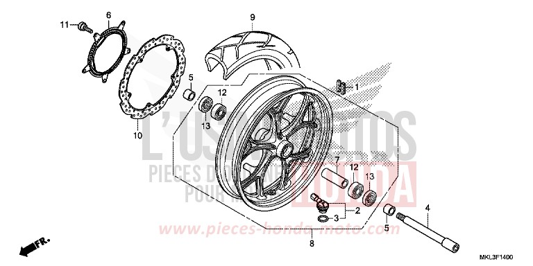 FRONT WHEEL for NC750X MAT PEARL GLARE WHITE (NHB54) from 2019