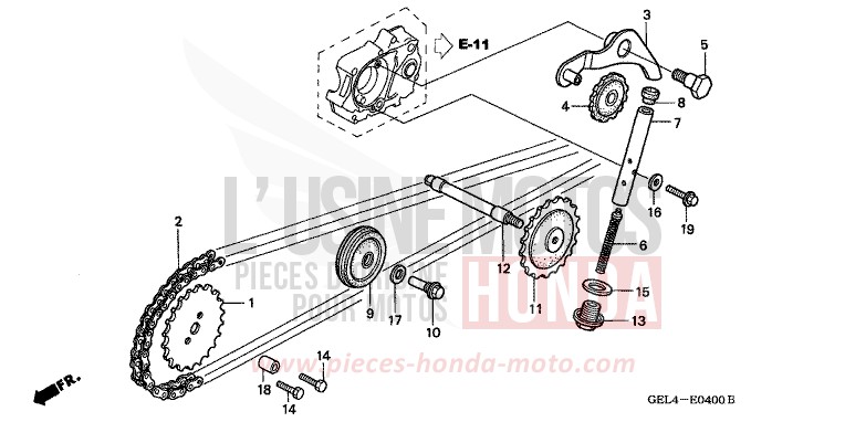 NOCKENWELLENKETTE/SPANNVORRICHTUNG for XR50R FIGHTING RED (R134) from 2003