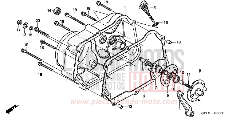 KURBELGEHAEUSEABDECKUNG for XR50R FIGHTING RED (R134) from 2003