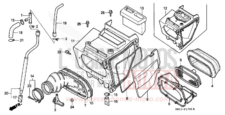 AIR CLEANER for XR600R FIGHTING RED (R134) from 1993