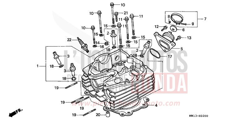 TESTATA per XR600R SHASTA WHITE (NH138) del 1993