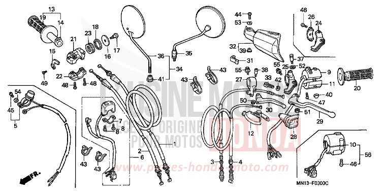 HANDLE LEVER/SWITCH/CABLE for XR600R SHASTA WHITE (NH138) from 1993