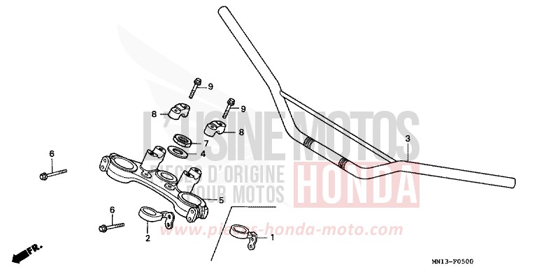 HANDLE PIPE/TOP BRIDGE for XR600R SHASTA WHITE (NH138) from 1993