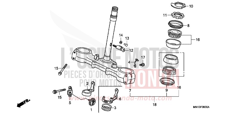 STEERING STEM for XR600R SHASTA WHITE (NH138) from 1993