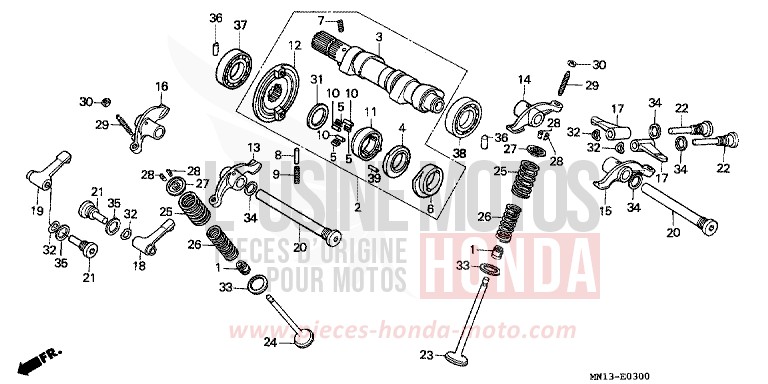 CAMSHAFT/VALVE for XR600R SHASTA WHITE (NH138H) from 1993