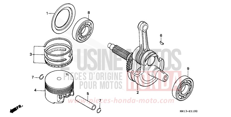 CRANKSHAFT/PISTON for XR600R FIGHTING RED (R134) from 1994
