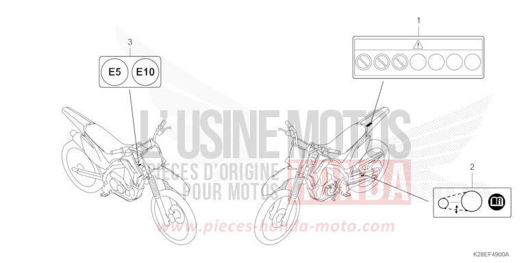 CAUTION LABEL for CRF125F EXTREME RED (R292) from 2023
