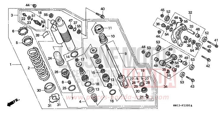 REAR CUSHION for XR600R FIGHTING RED (R134) from 1994