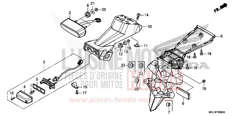 TAILLIGHT for NC750X GRAPHITE BLACK (NHB01) from 2020