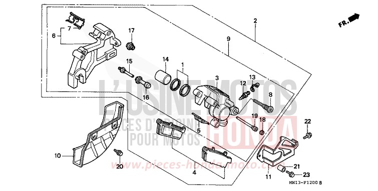 REAR BRAKE CALIPER for XR600R SHASTA WHITE (NH138) from 1994