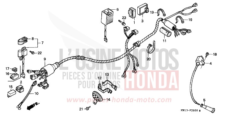 WIRE HARNESS (1) for XR600R SHASTA WHITE (NH138) from 1994