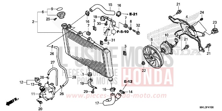 RADIATOR for NC750X GRAPHITE BLACK (NHB01) from 2020