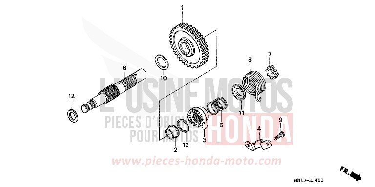KICK STARTER SPINDLE for XR600R SHASTA WHITE (NH138H) from 1995