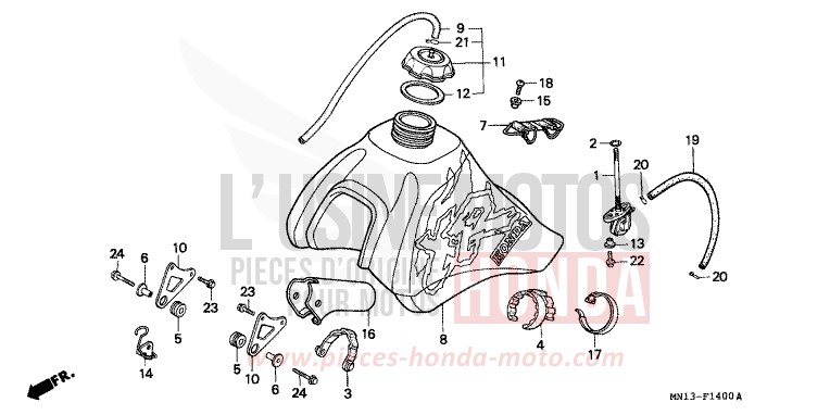 FUEL TANK for XR600R SHASTA WHITE (NH138H) from 1995