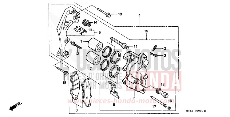 FRONT BRAKE CALIPER for XR600R SHASTA WHITE (NH138H) from 1996