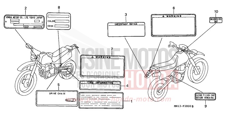 CAUTION LABEL for XR600R SHASTA WHITE (NH138H) from 1996