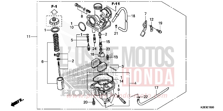 CARBURETOR for CRF125FB EXTREME RED (R292) from 2014