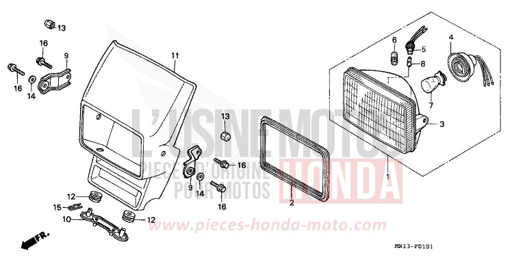 HEADLIGHT (2) for XR600R SHASTA WHITE (NH138) from 1997