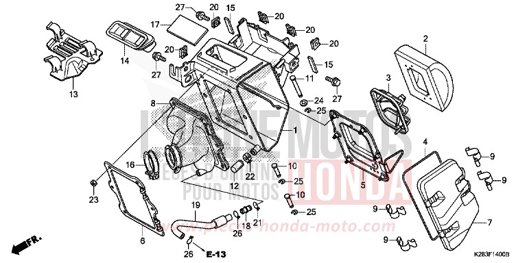 AIR CLEANER (CRF125F/FB E/H/J) for CRF125FB EXTREME RED (R292) from 2014