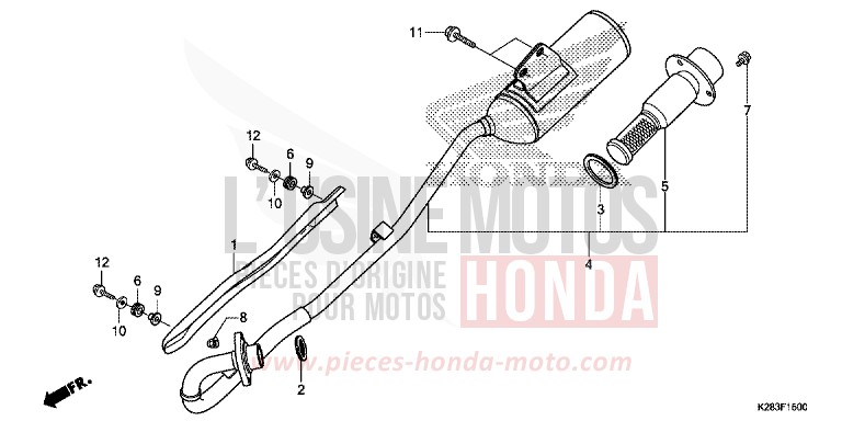 EXHAUST MUFFLER (CRF125F/FB E/H/J) for CRF125FB EXTREME RED (R292) from 2014