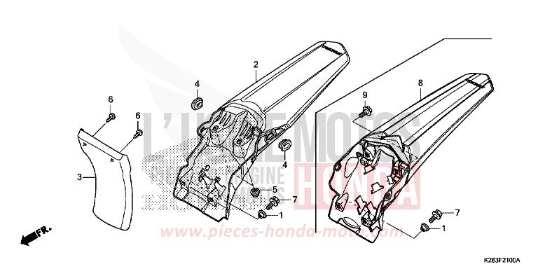REAR FENDER for CRF125FB EXTREME RED (R292) from 2014